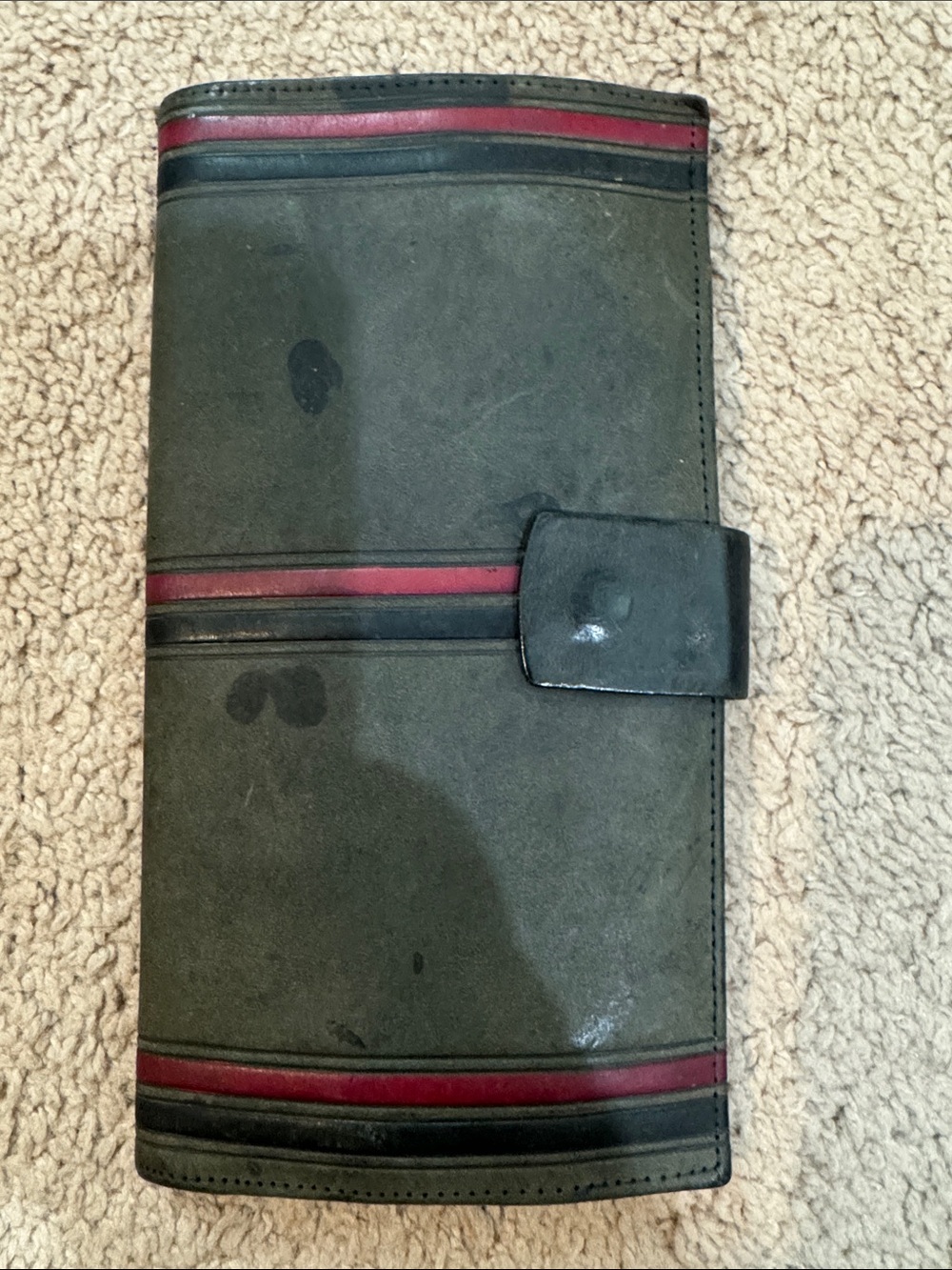 Vintage DINI Wallet in Gray with Red & Black Stripes